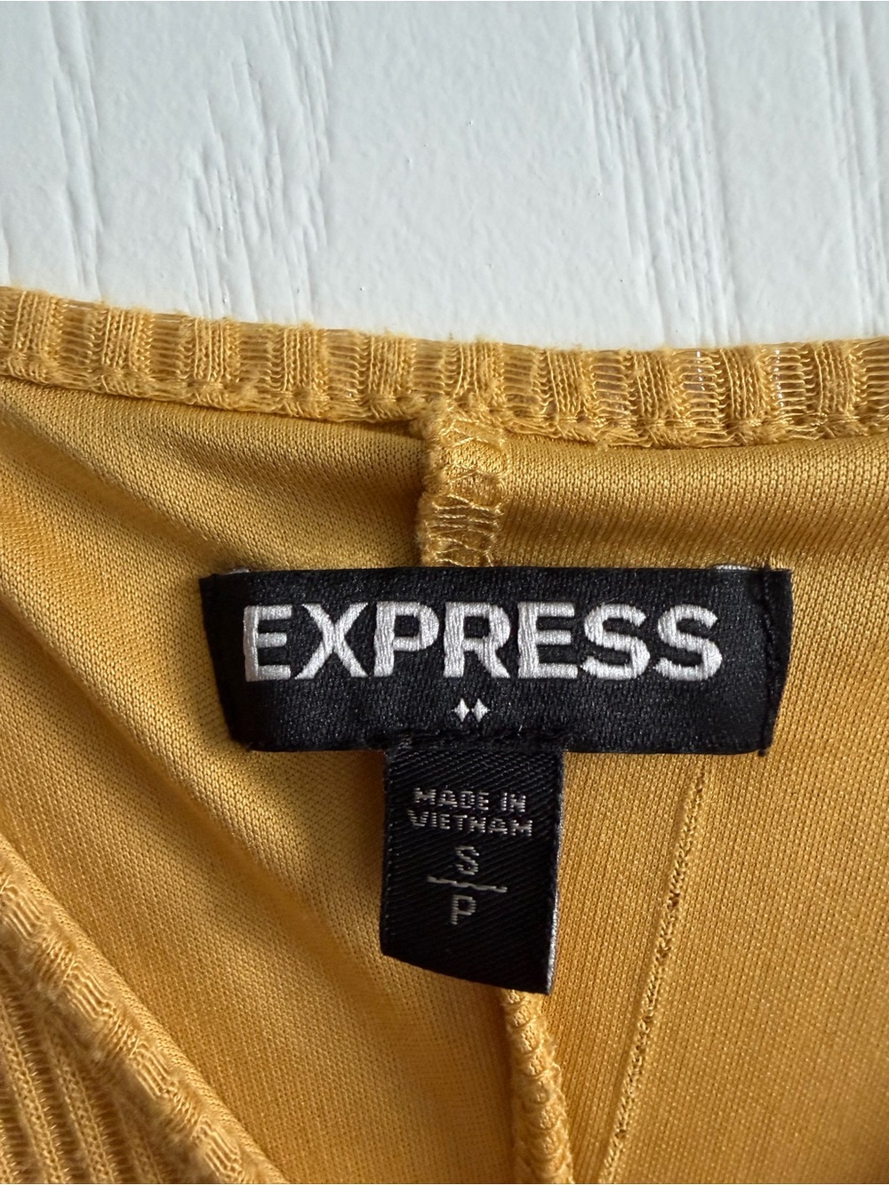 Express Mustard Ribbed Button-Front Slip Midi Dress Small - Picture 3 of 5